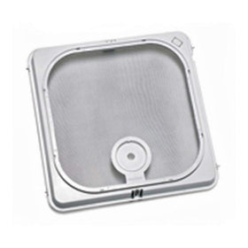 Ventline close-up of removable screen tabs demonstrating simple pinch-release cleaning benefit