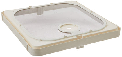 Ventline front view of birch white replacement frame showing neat fit and easy cleaning benefit