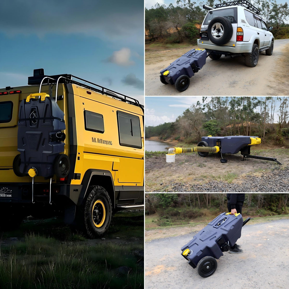 Venustank lifestyle campsite setting showing mobile waste solution convenience