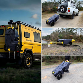 Venustank lifestyle campsite setting showing mobile waste solution convenience