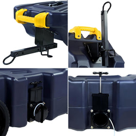 Venustank tow bar attached to tank showing suitcase-style and hitch towing