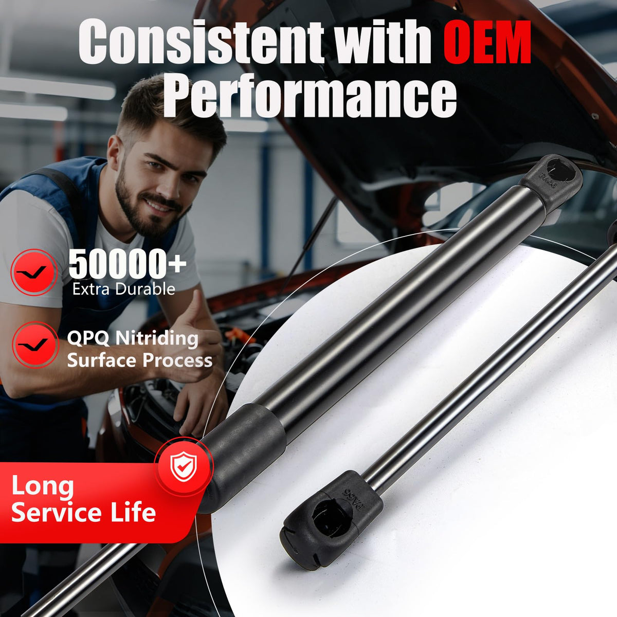 Vepagoo strut next to measuring tape showing correct length for easy fitment