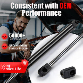 Vepagoo old versus new hood strut comparison showing improved lift performance