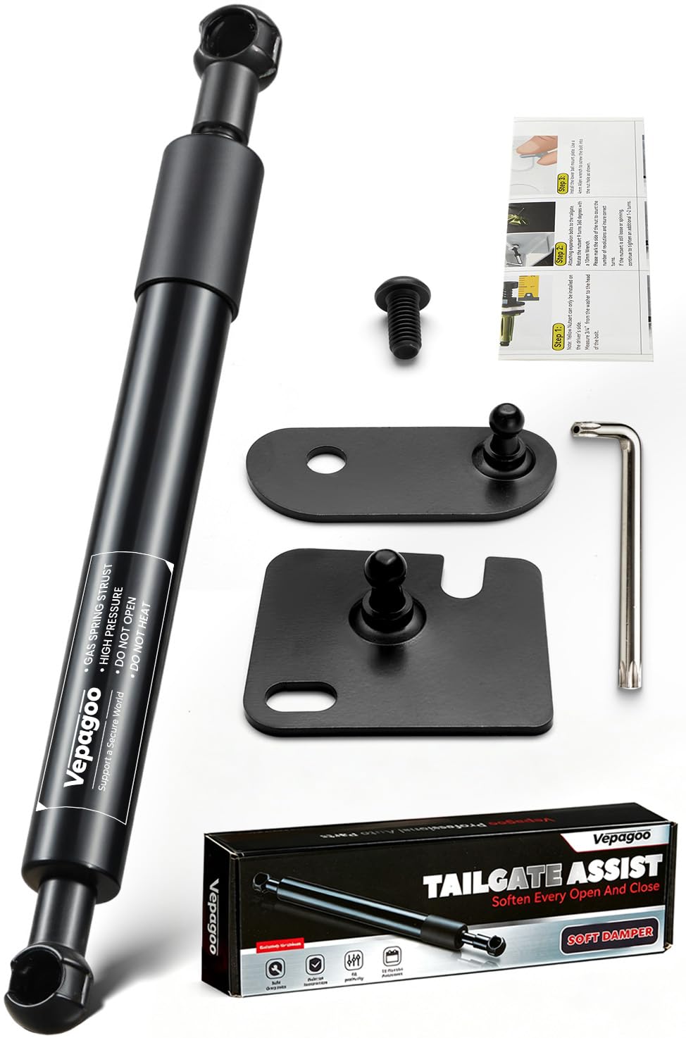 Vepagoo front package view showing included parts and quick install benefit