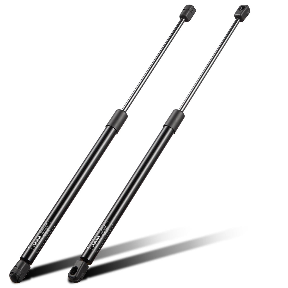 Vepagoo front view of two 16-inch gas struts showing matching pair and packaging benefit