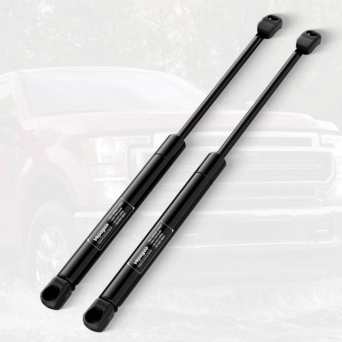 Vepagoo front packaging showing hood strut kit and benefits