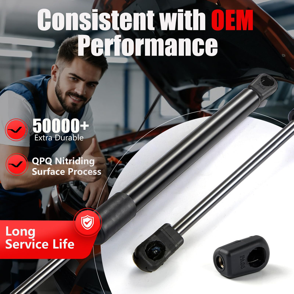 Vepagoo new strut beside worn strut demonstrating reliable upgrade