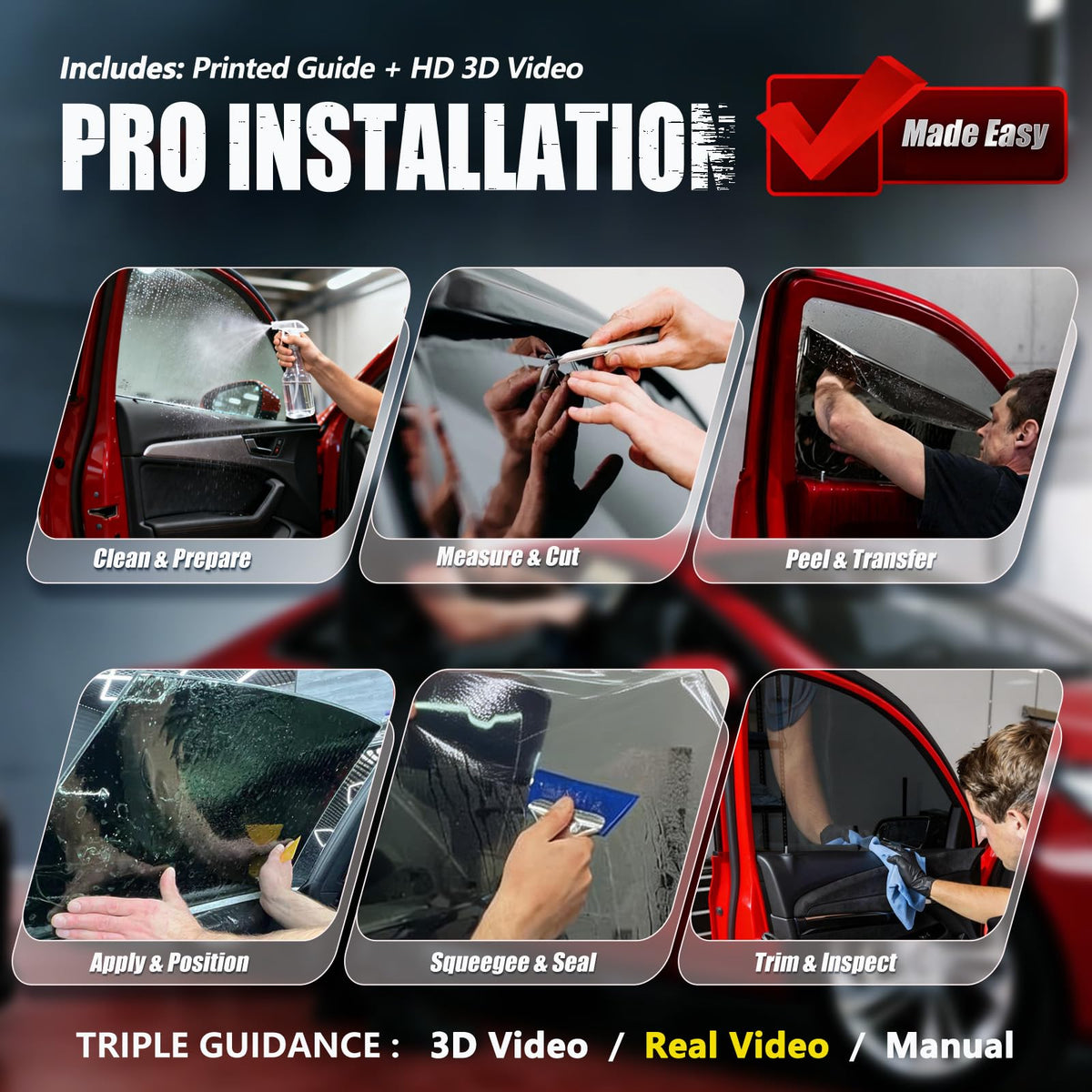 Vepagoo installation tools with instructions for DIY bubble-free fit