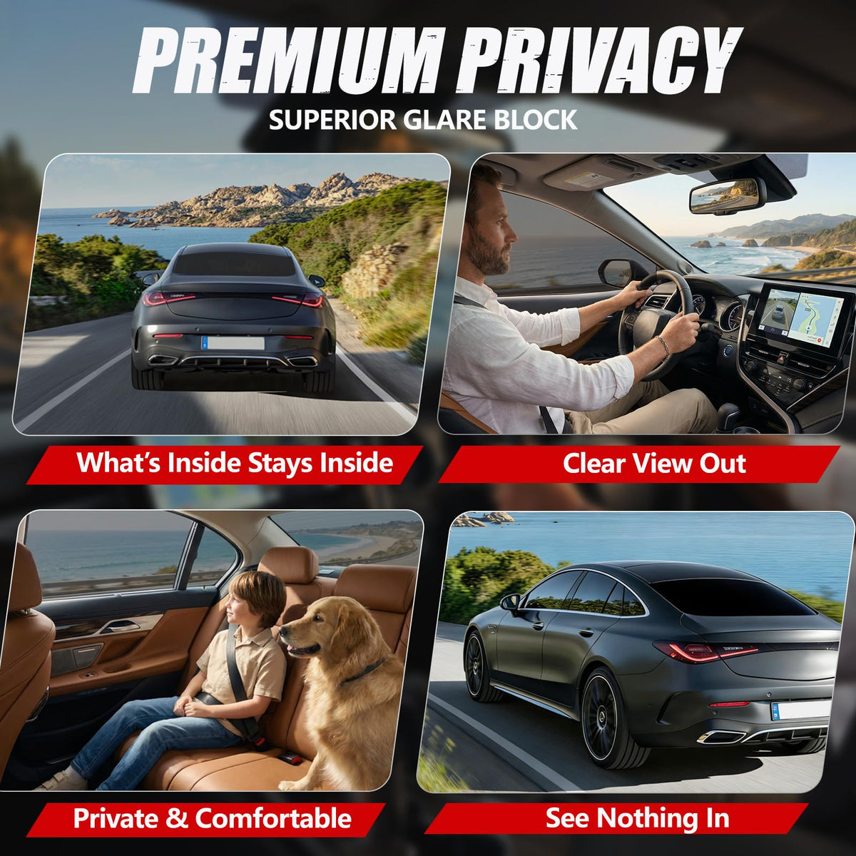 Vepagoo installed on car side window improving daytime privacy