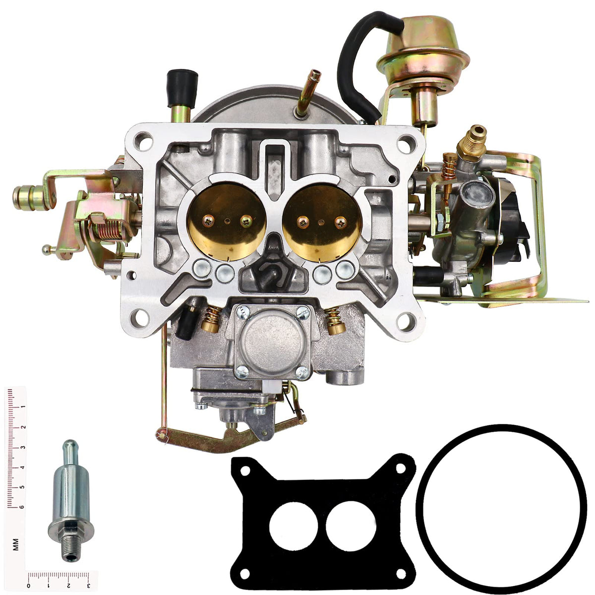 VergasRetor carburetor installed on an engine bay demonstrating fitment and wiring hookup