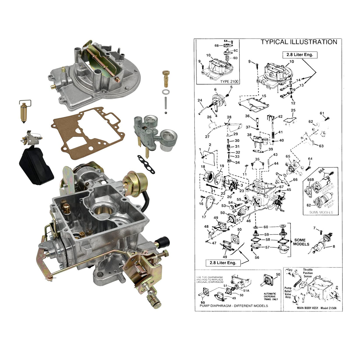 VergasRetor mounting gasket and seal laid out to show included installation hardware