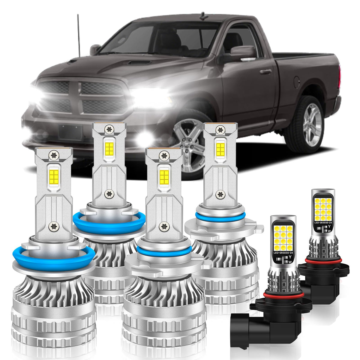 VESTNEXCL front packaging showing 6-piece Dodge Ram LED kit and easy fit