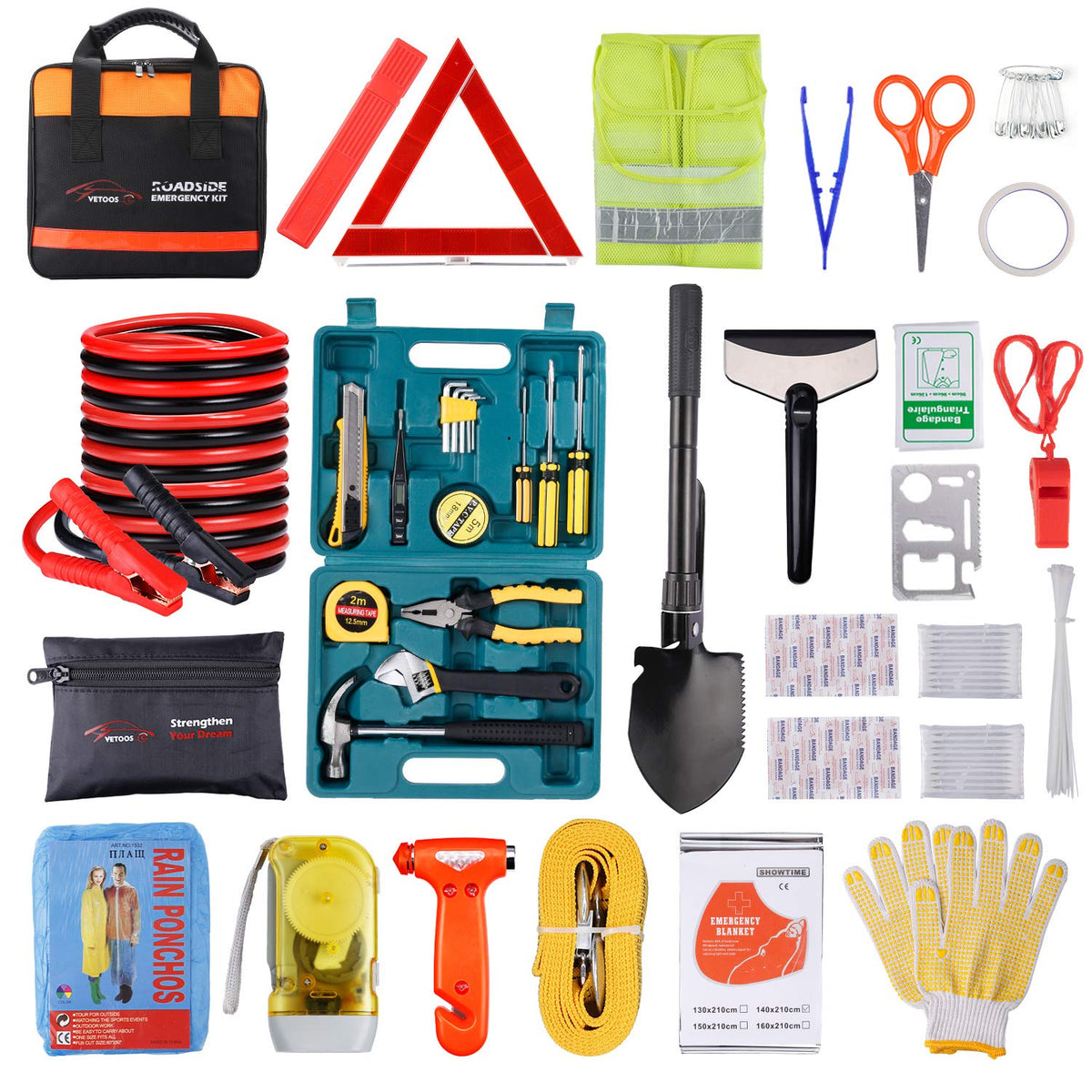 Vetoos front packaging showing compact emergency kit and durable case benefits