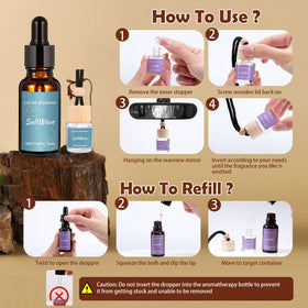 Vetuslumen scent collection layout showing four fragrance options benefit