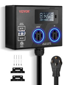 VEVOR front panel showing dual NEMA 14-50 outlets for easy device connection