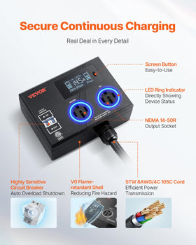 VEVOR plug and heavy-duty cord with scale to show robust construction