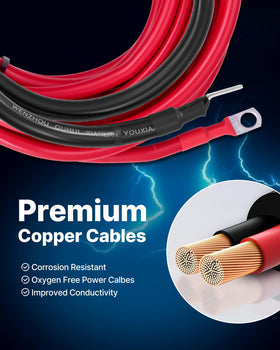 VEVOR short 2AWG black ground cable detail for reliable negative grounding