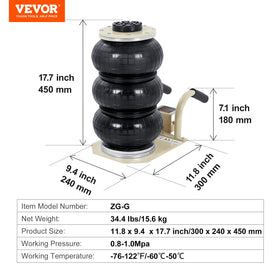 VEVOR air jack lifting an SUV showing fast pneumatic operation benefit