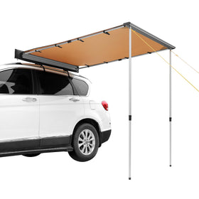 VEVOR awning front mounted on roof rack showing generous shade