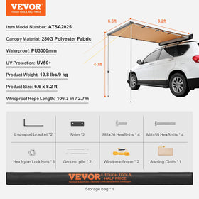 VEVOR awning over campsite providing shaded dining and gear protection