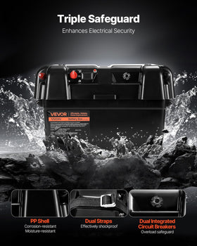 VEVOR battery box terminal panel detail with terminals and breaker for safe wiring