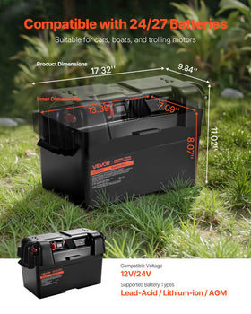 VEVOR battery box top handle closeup for easy carrying and transport convenience