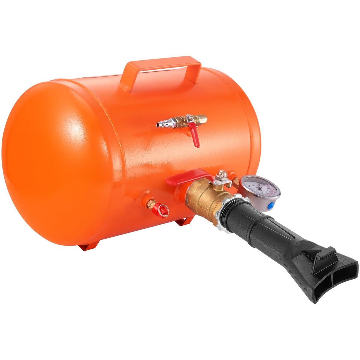 VEVOR bead seater front view showing tank and handle, highlights portability and durability
