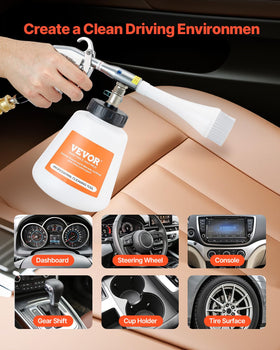 VEVOR blow nozzle clearing dashboard vents quickly and efficiently
