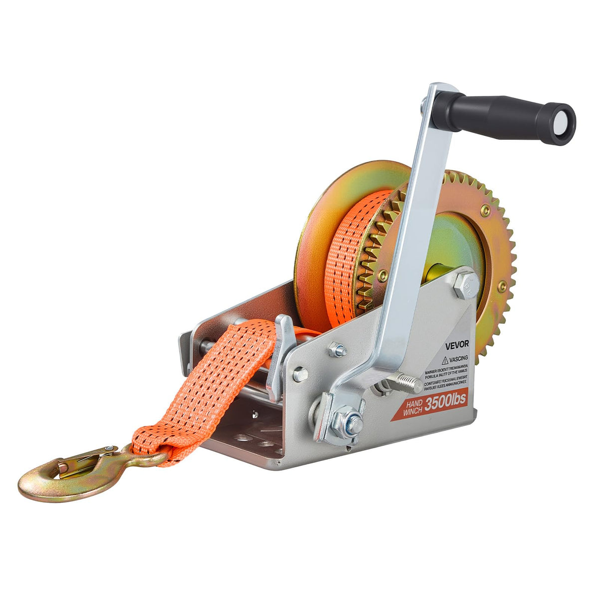 VEVOR winch on a dock lifting a boat showing reliable marine use benefit