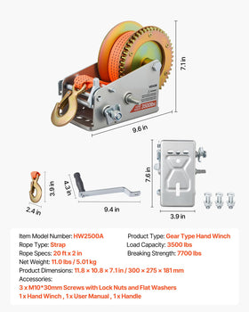 VEVOR winch mounting base image showing reinforced bolt pattern for stability