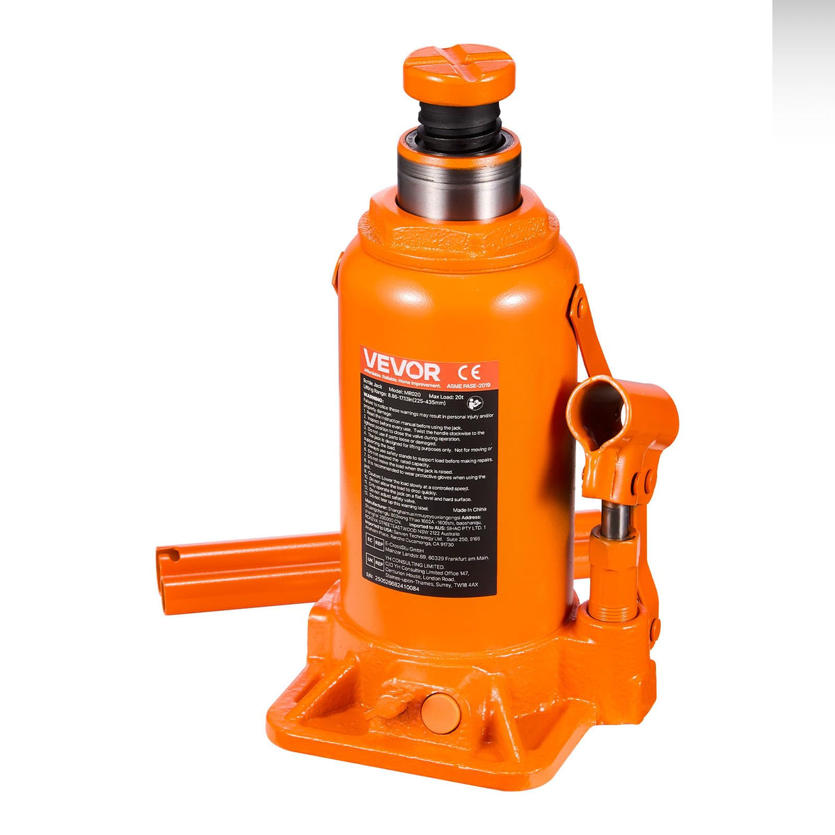 VEVOR bottle jack front profile showing compact design and portability