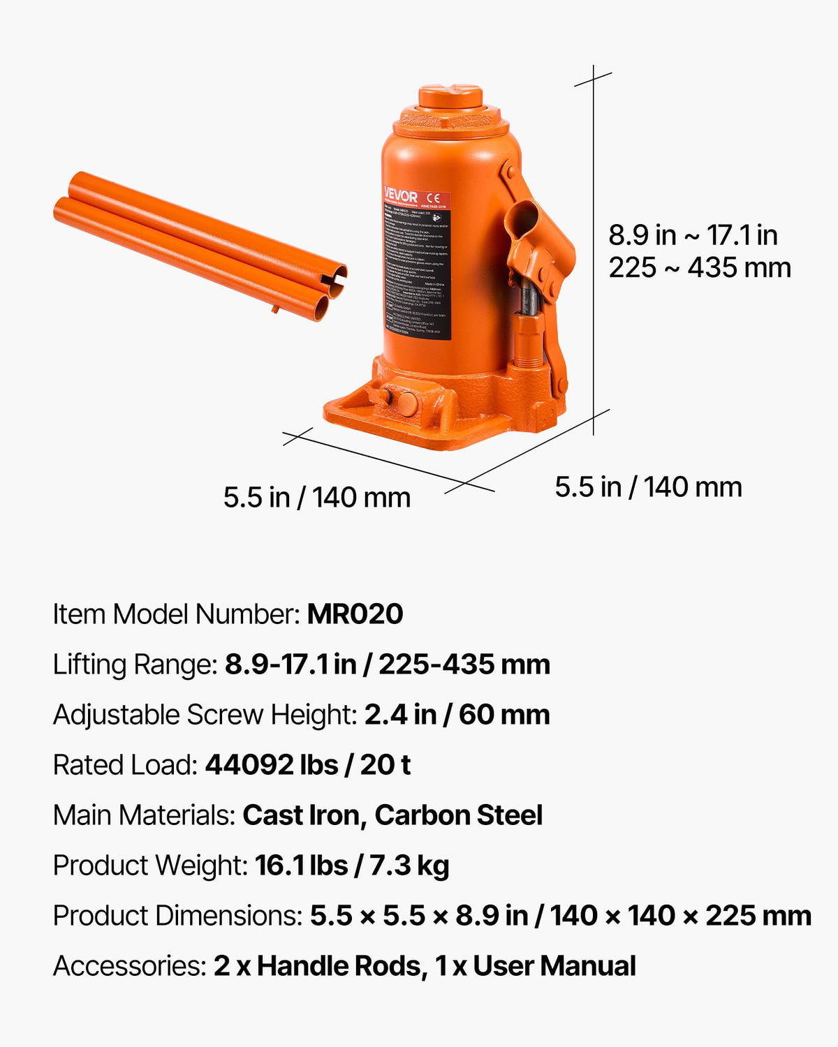VEVOR jack stored in trunk showing compact transport convenience
