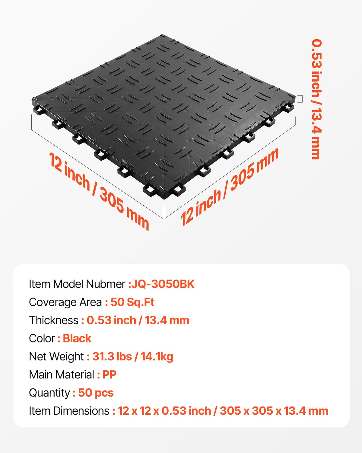 VEVOR tile supporting a parked car highlighting high 5500lb load capacity