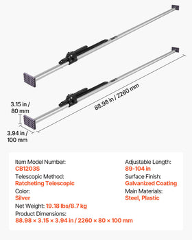 VEVOR cargo bar galvanized finish close-up resisting corrosion for longevity