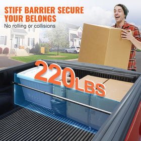VEVOR cargo bar installed in pickup bed showing stable barrier for transported gear