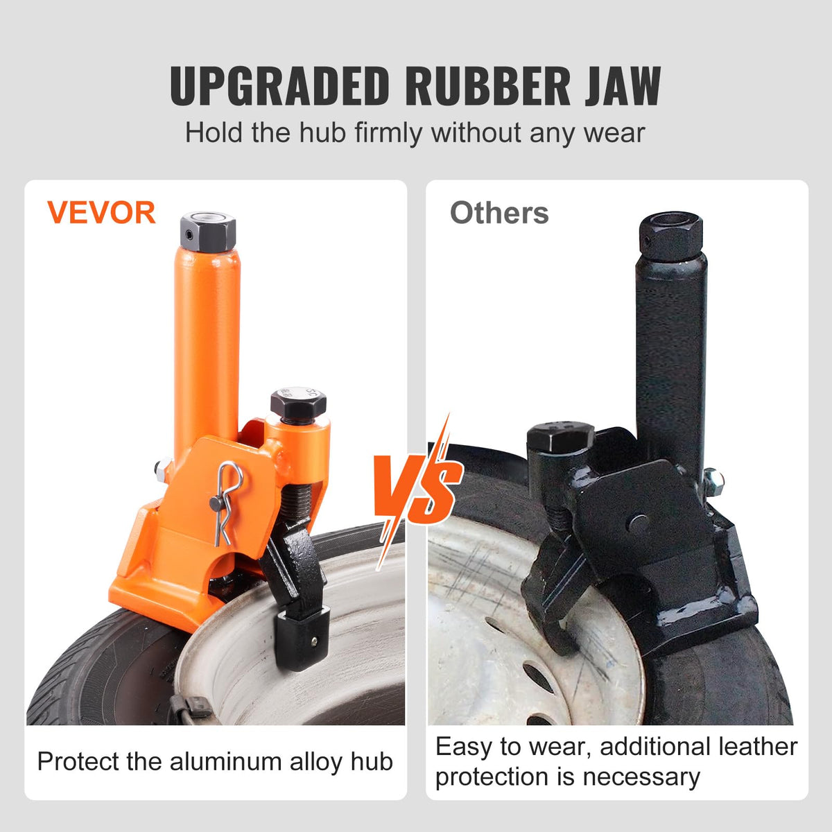 VEVOR clamp engaged on an ATV wheel demonstrating safe operation and reliable gripping advantage