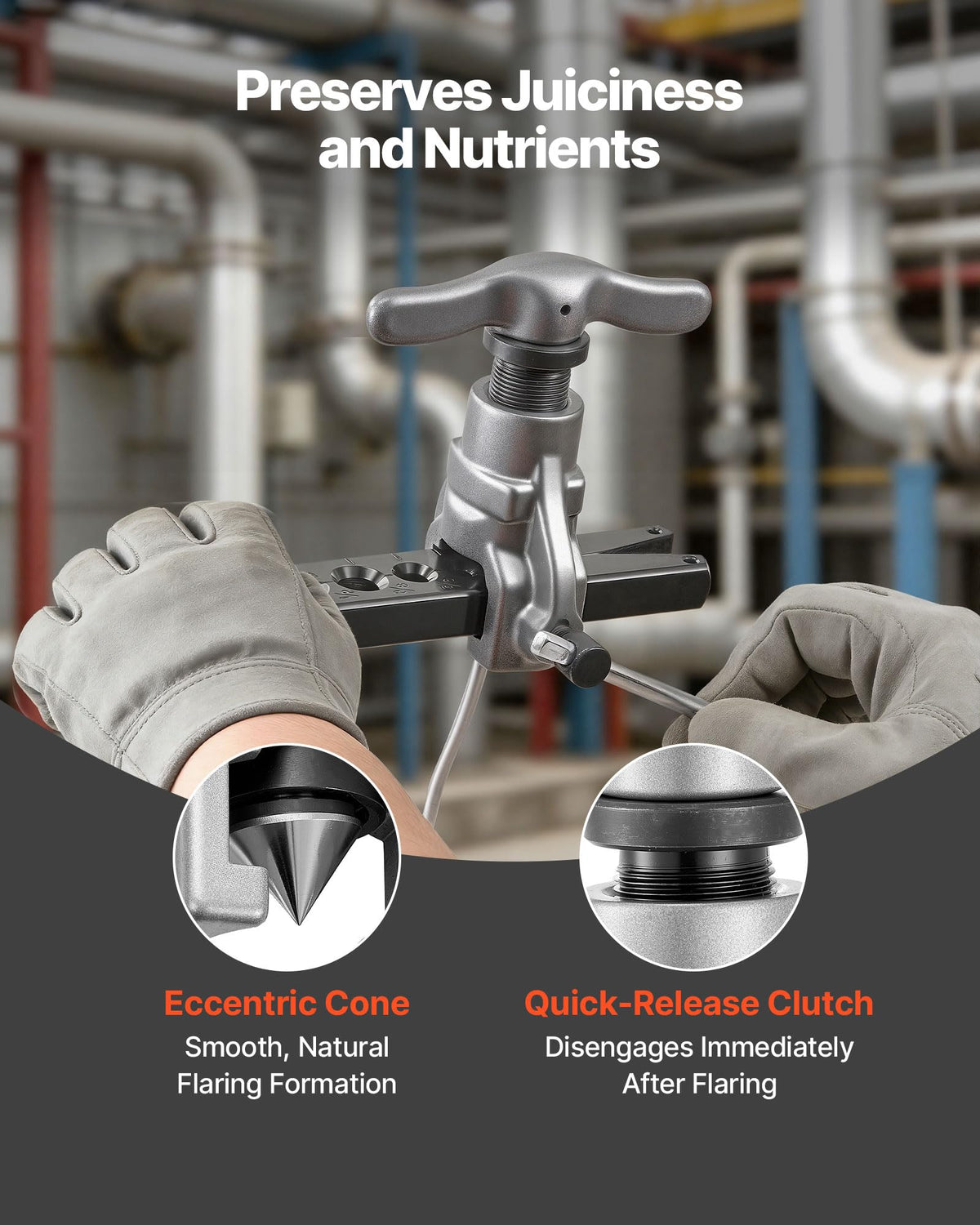 VEVOR clamp size markings visible for quick tube alignment and accurate setup