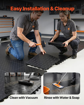 VEVOR tile being mopped demonstrating simple maintenance and stain resistance