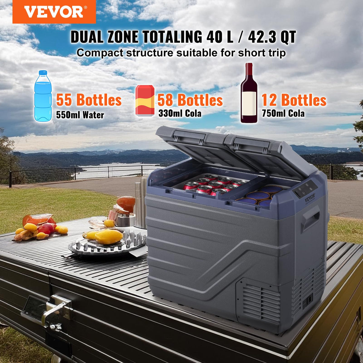 VEVOR close-up of lid and handle showing durable construction and secure transport