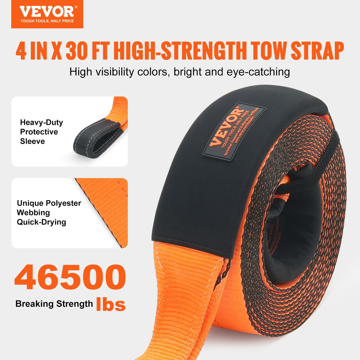 VEVOR close-up of webbing and 15-line stitching for reliable strength