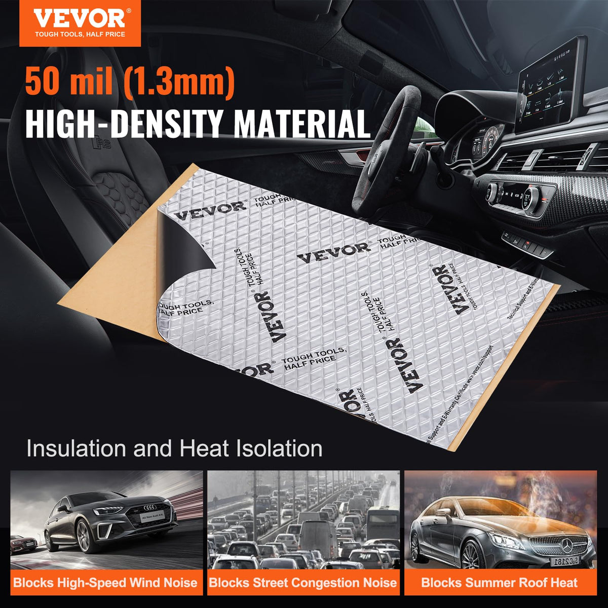 VEVOR close-up aluminum surface showing heat-reflective finish benefit