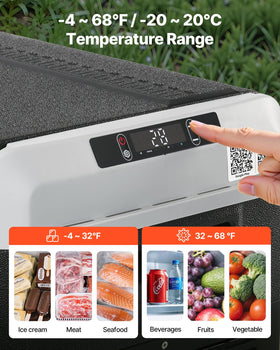 VEVOR close-up control panel highlights adjustable temperature and simple operation