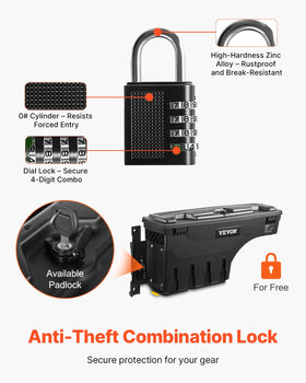 VEVOR close-up of combination lock and latch highlighting security