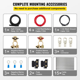 VEVOR complete kit layout with cables and terminals for easy installation