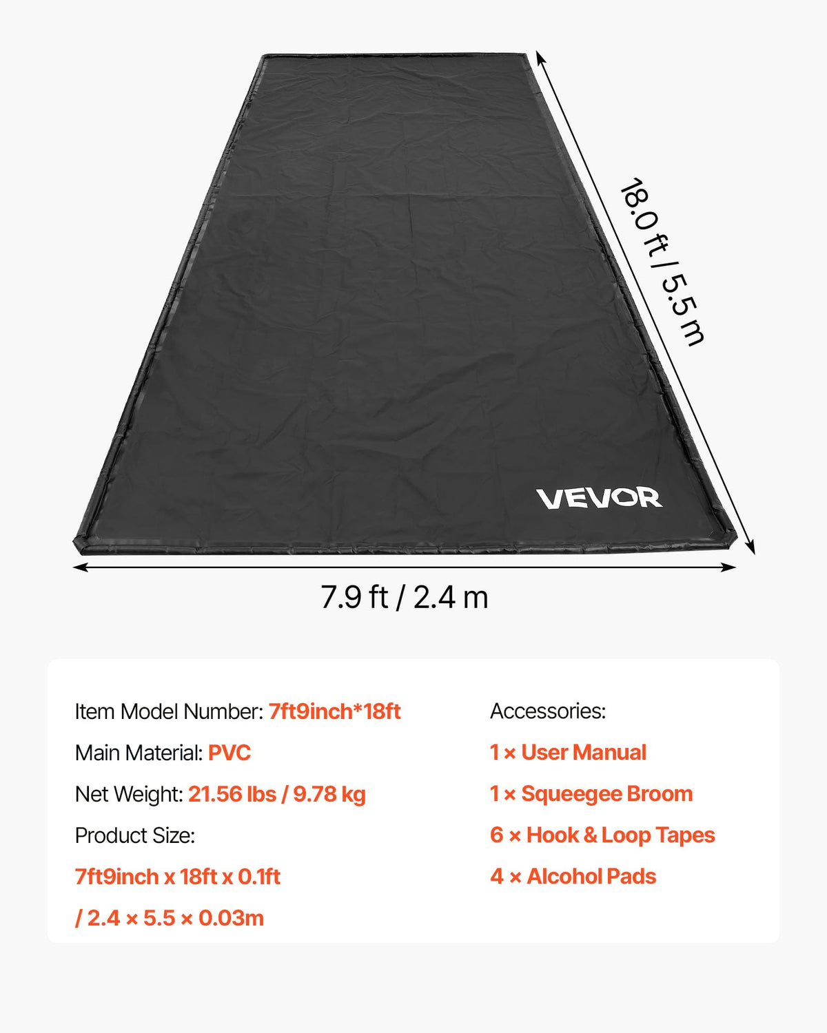VEVOR mat next to measuring tape demonstrating size and scale benefit