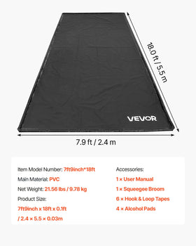 VEVOR mat next to measuring tape demonstrating size and scale benefit