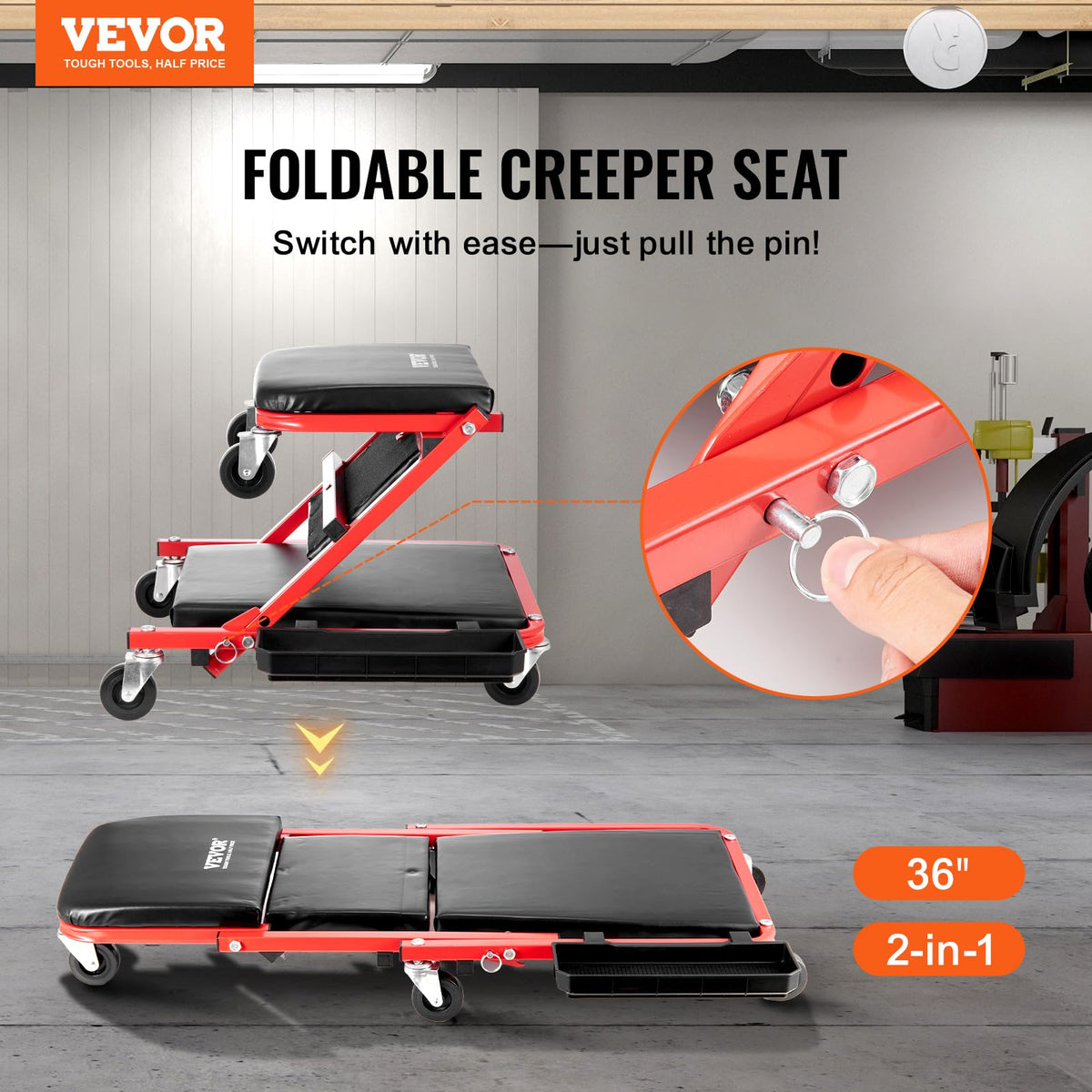 VEVOR close-up of padded PVC leather revealing durable comfort