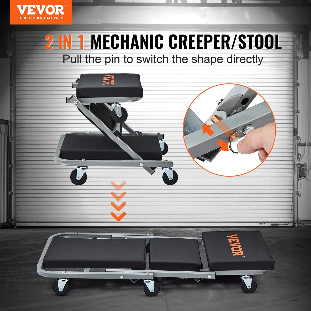 VEVOR close-up of thick padded vinyl seat for long-lasting comfort benefit