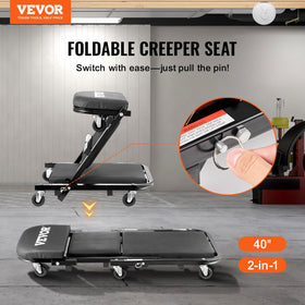 VEVOR folded creeper stored vertically saving garage space and easy organization benefit