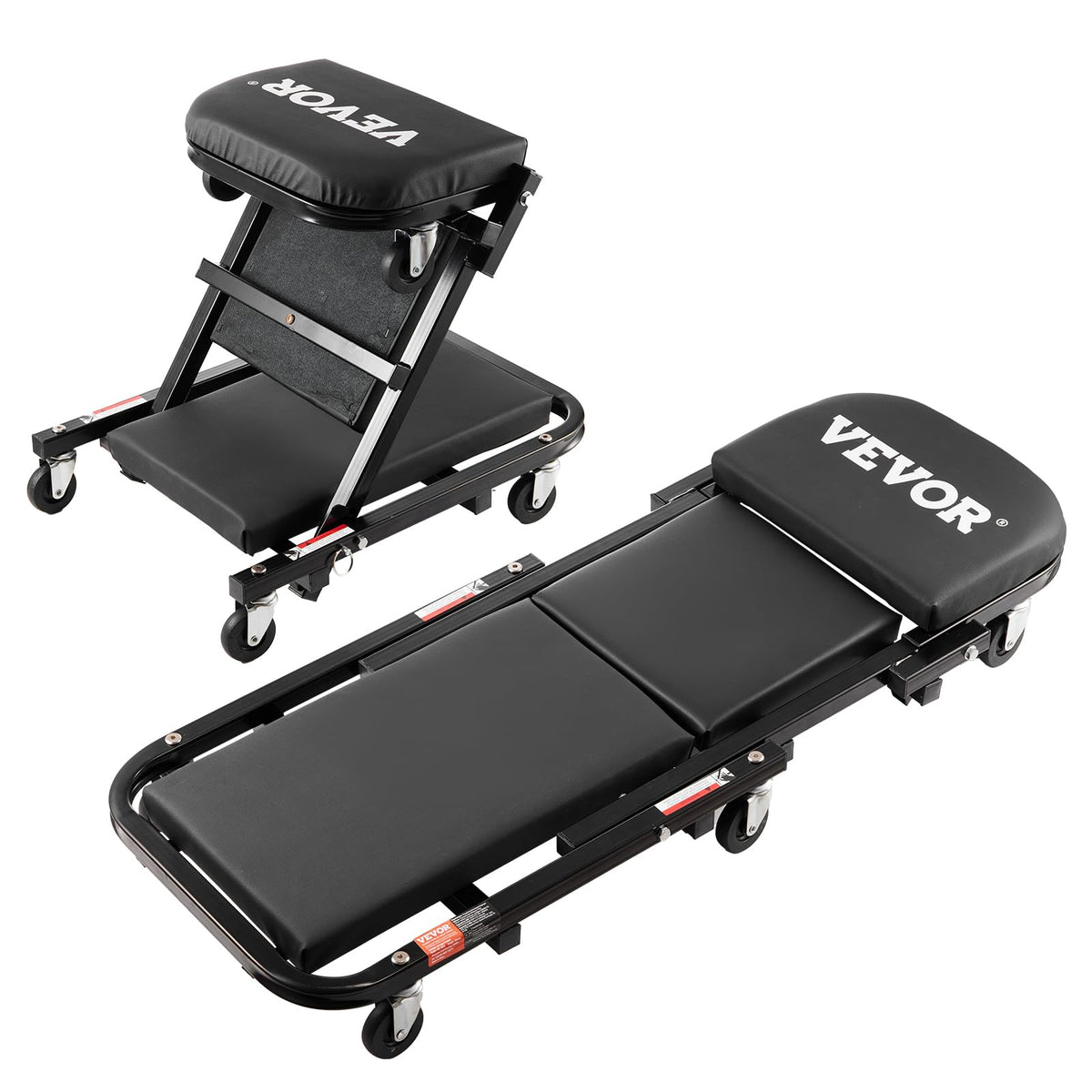VEVOR front view of creeper showing full-length cushioned surface and stability benefit